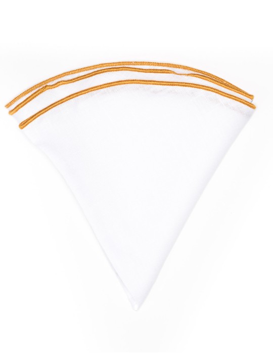 White Linen/Gold Trim Linen Pocket Circle